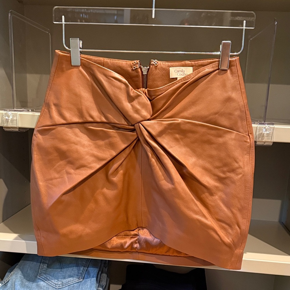 Camila Coelho Brown Mini Skirt with Twist Detail